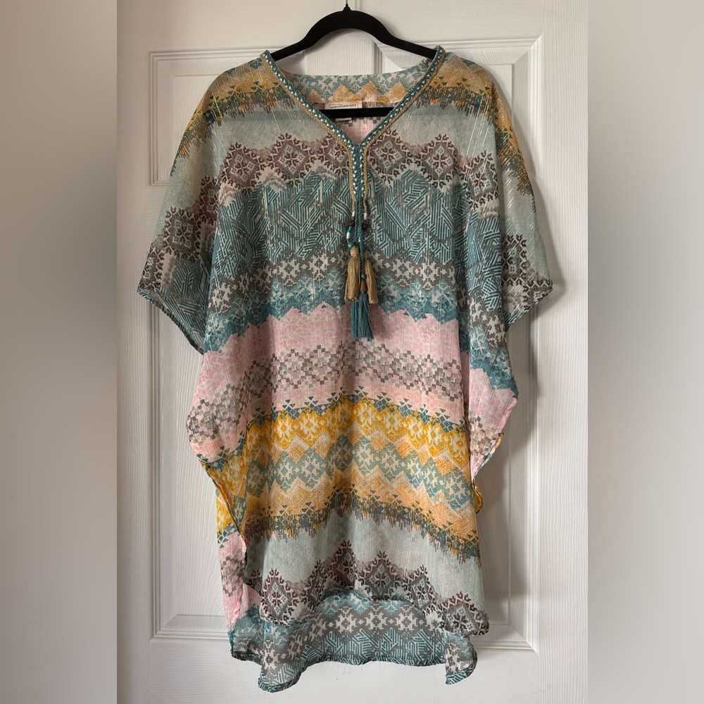 Seasalt Society Printed Boho Coverup in Teal, Pink & Mustard